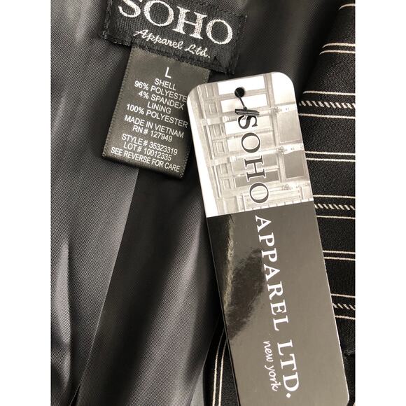 Soho Apparel LTD Stripe Jacket Women's Large Single Button Black NEW - Picture 6 of 9